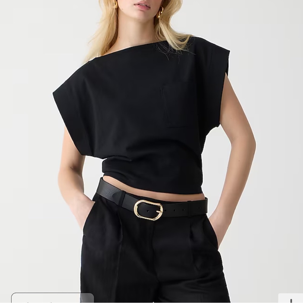 J. Crew Top Rated Boatneck muscle T-shirt mariner cotton Black Size Small BY403